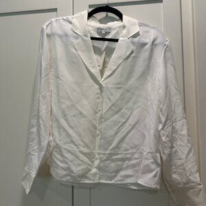 Madewell white silk button up shirt